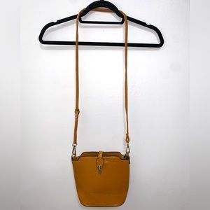 Vegan Leather Brown Bucket Crossbody Bag